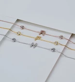 Vaoov 925 Ayar Gümüş Harfli Tektaşlı Bileklik thumbnail 4