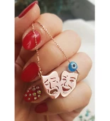 Vaoov 925 Ayar Gümüş Tiyatro Maske Kolye - 3