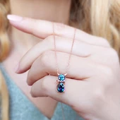 925 Ayar Gümüş Mistik Taşlı Kedi Kolye thumbnail 3