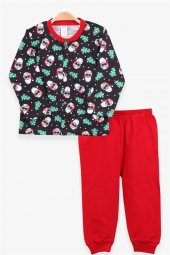 Erkek Bebek Pijama Takımı Yılbaşı Temalı Siyah Soft Giyim Soft (9 Ay) - 1