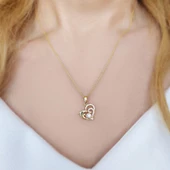 925 Ayar Gümüş Yunus Balığı Kalp Kolye thumbnail 2