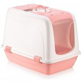Mikopet Büyük Kapalı Kedi Tuvaleti Pembe - 1