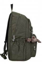 Elatae Su Geçirmez Krinkıl Kumaş Ortopedik Çok Gözlü Okul Sırt Çantası Haki thumbnail 3