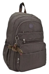 Elatae Su Geçirmez Krinkıl Kumaş Ortopedik Çok Gözlü Okul Sırt Çantası Vizon thumbnail 1