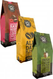 Aromalı Filtre Kahve Tanışma Seti Irish Cream, All Day Blend, Çikolata Frambuaz 3'lü 250G - 1