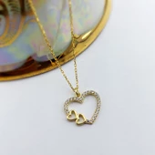 925 Ayar Gümüş Taşlı Kalp Kolye thumbnail 4