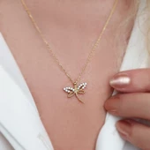 Kadın 925 Ayar Gümüş Yusufçuk Kolye - 2