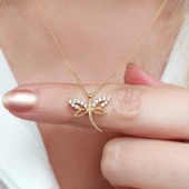 Kadın 925 Ayar Gümüş Yusufçuk Kolye - 1