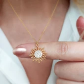 925 Ayar Gümüş Taşlı Güneş Kolye thumbnail 3