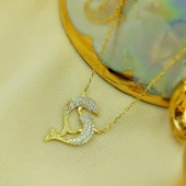 925 Ayar Gümüş Kadın Yunus Balığı Kolye thumbnail 5