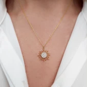 925 Ayar Gümüş Taşlı Güneş Kolye thumbnail 4