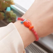 Vaoov 925 Ayar Gümüş Nazarlı Kırmızı Balık Bileklik thumbnail 2