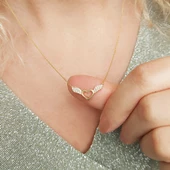 925 Ayar Gümüş Kadın Melek Kanatlı Kalp Kolye thumbnail 3