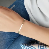 925 Ayar Gümüş Yassı İtalyan Zincir Bileklik thumbnail 3