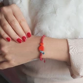 Vaoov 925 Ayar Gümüş Nazarlı Kırmızı Balık Bileklik thumbnail 1