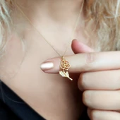 Kadın 925 Ayar Gümüş Gül Kolye thumbnail 3