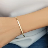 925 Ayar Gümüş Yassı İtalyan Zincir Bileklik thumbnail 2