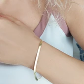 925 Ayar Gümüş Yassı İtalyan Zincir Bileklik thumbnail 1