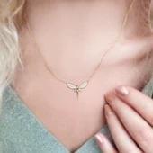 925 Ayar Gümüş Kadın Yusufçuk Kolye thumbnail 3