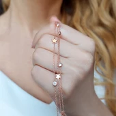 925 Ayar Gümüş Yıldız ve Taşlı Bileklik thumbnail 2