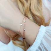 925 Ayar Gümüş Yıldız ve Taşlı Bileklik thumbnail 1