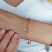 925 Ayar Gümüş Yıldız ve Taşlı Bileklik thumbnail 3