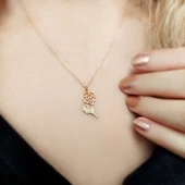 Kadın 925 Ayar Gümüş Gül Kolye thumbnail 1