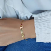 925 Ayar Gümüş Renkli Taşlı İsim Bileklik thumbnail 2