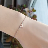 925 Ayar Gümüş Kadın A Harfi Bileklik thumbnail 2