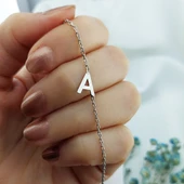 925 Ayar Gümüş Kadın A Harfi Bileklik thumbnail 4