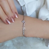 Vaoov 925 Ayar Gümüş Doğum Çiçeği İsimli Bileklik thumbnail 1