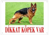 Dikkat Köpek Var Uyarı Levhası (Renkli Alman Kurdu) - 1