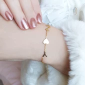 Vaoov 925 Ayar Gümüş İki Harf ve Kalpli Bileklik thumbnail 1