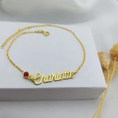 925 Ayar Gümüş Renkli Taşlı İsim Bileklik thumbnail 3