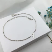 925 Ayar Gümüş Kadın A Harfi Bileklik thumbnail 3