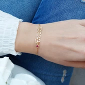 925 Ayar Gümüş Renkli Taşlı İsim Bileklik thumbnail 1