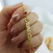 925 Ayar Gümüş Renkli Taşlı İsim Bileklik thumbnail 4