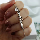 Vaoov 925 Ayar Gümüş Doğum Çiçeği İsimli Bileklik thumbnail 2