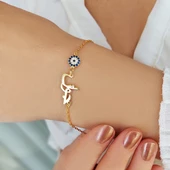 925 Ayar Gümüş Nazarlı Arapça İsim Bileklik thumbnail 1