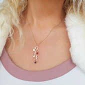 Vaoov 925 Ayar Gümüş Renkli Taşlı Sallantılı Kolye thumbnail 2