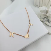 Vaoov 925 Ayar Gümüş İki Harfli ve Kalpli Kolye thumbnail 3