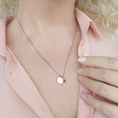 Vaoov 925 Ayar Gümüş Harfli ve Taşlı Plaka Kolye thumbnail 2