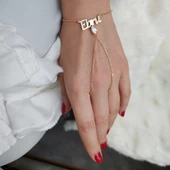 Vaoov 925 Ayar Gümüş Dama Taşlı İsimli Şahmeran Bileklik thumbnail 1