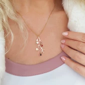 Vaoov 925 Ayar Gümüş Renkli Taşlı Sallantılı Kolye thumbnail 1