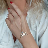 Vaoov 925 Ayar Gümüş Dama Taşlı İsimli Şahmeran Bileklik thumbnail 2