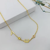 Vaoov 925 Ayar Gümüş İki Harfli ve Taşlı Kolye thumbnail 3