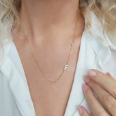 925 Ayar Gümüş Doğum Taşı Harf Kolye thumbnail 1