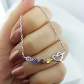 Kadın 925 Ayar Gümüş Sonsuz Aşk Renkli Taşlı Kolye thumbnail 3