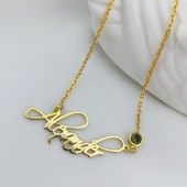 925 Ayar Gümüş El Yazısı Doğum Taşı İsim Kolye thumbnail 3