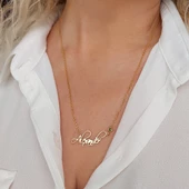 925 Ayar Gümüş El Yazısı Doğum Taşı İsim Kolye thumbnail 2